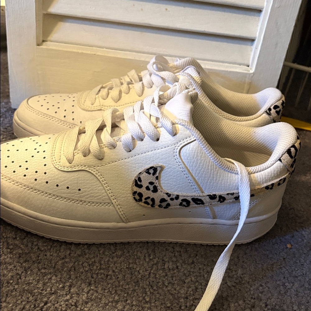 Nike White Leopard Print Sneakers… only worn once or twice.
